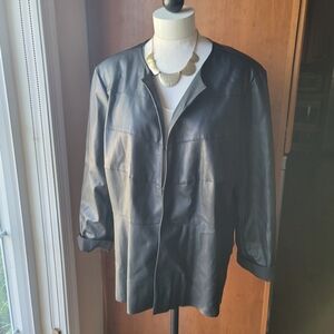 Chico's Black Faux Leather Jacket Size 3 /US 16